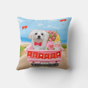 Maltese Dog Valentijnsdag Truck Kussen