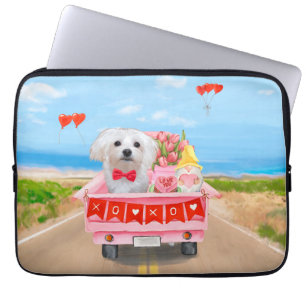 Maltese Dog Valentijnsdag Truck Laptop Sleeve