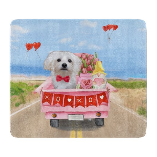 Maltese Dog Valentijnsdag Truck Snijplank (Voorkant)