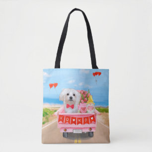 Maltese Dog Valentijnsdag Truck Tote Bag