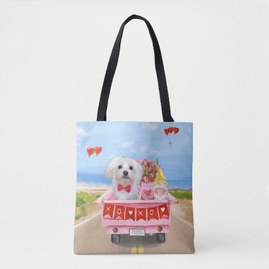 Maltese Dog Valentijnsdag Truck Tote Bag (Voorkant)