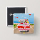 Maltese Dog Valentijnsdag Truck Vierkante Button 5,1 Cm (Voorkant /achterkant)