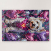 Maltese Dog Valentine's Day Flashing Heart Vest Legpuzzel (Horizontaal)
