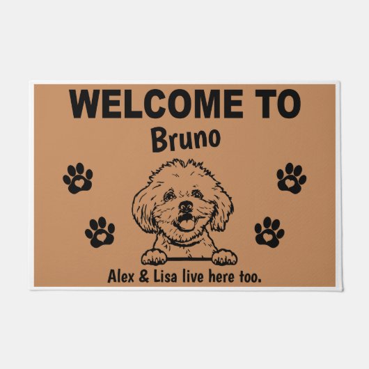 Maltese Dog Welcome Home Personalized Custom Deurmat (Voorkant)