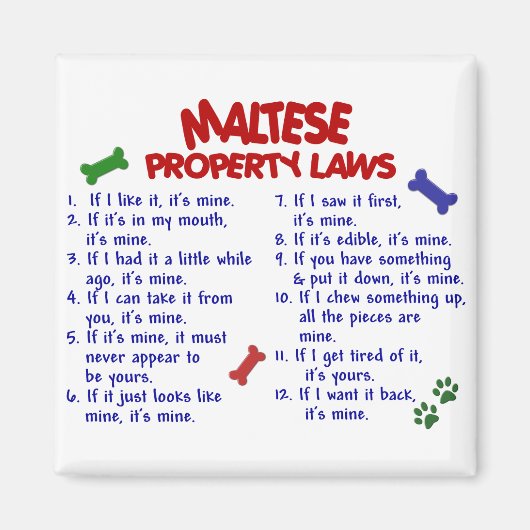 MALTESE Eigendomwetten 2 Magneet (Voorkant)