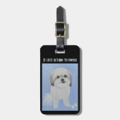 Maltese en Shih Tzu Mix Hond Bagage Label (Voorkant verticaal)