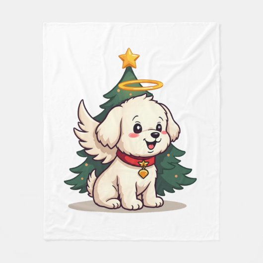 Maltese engel hond fleece deken (Voorkant)