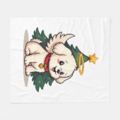 Maltese engel hond fleece deken (Voorkant (Horizontaal))