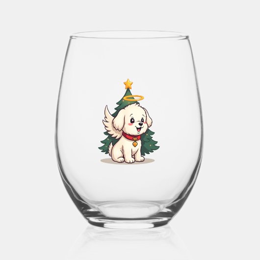 Maltese engel hond wijnglas zonder voet (Voorkant)