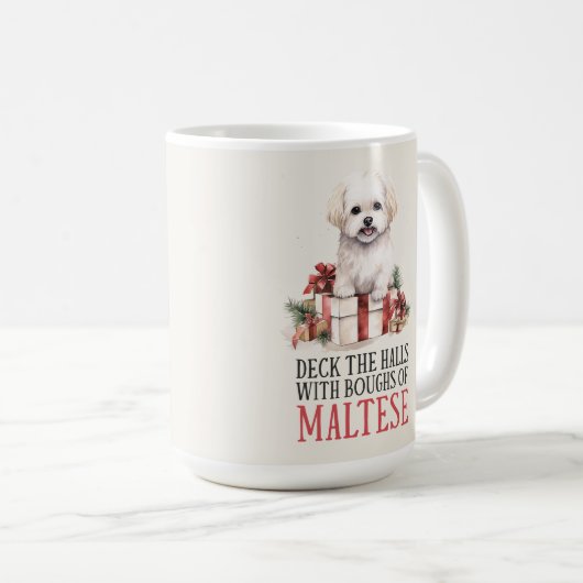 Maltese Funny Dog Pun Christmas Coffee Mok (Voorkant rechts)