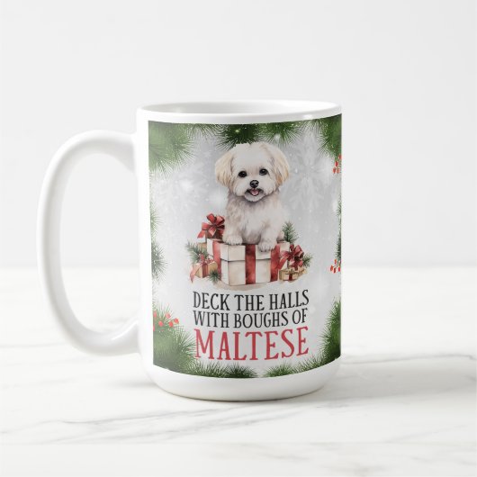 Maltese Funny Dog Pun Christmas Coffee Mok (Links)