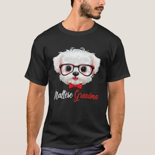 Maltese Grandma Headband Glasses T-shirt (Voorkant)