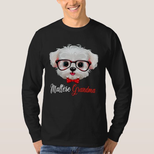 Maltese Grandma Headband Glasses T-shirt (Voorkant)