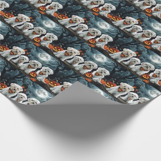 Maltese Halloween Spooky Cadeaupapier (Hoek)