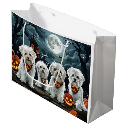 Maltese Halloween Spooky Groot Cadeauzakje (Voorkant Gekanteld)