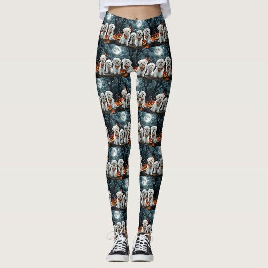 Maltese Halloween Spooky Leggings (Voorkant)