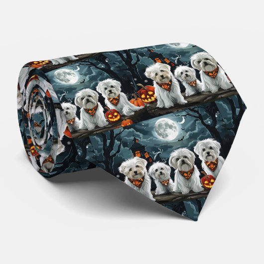 Maltese Halloween Spooky Stropdas (Opgerold)