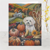 Maltese Herfst Oogst Thanksgiving Kaart (Gele Bloem)