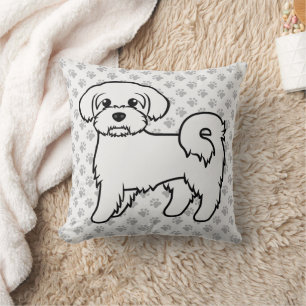 Maltese Hilarische Cartoonhond Illustratie & Pootj Kussen