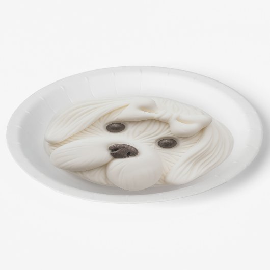 Maltese hond 3D geïnspireerd Papieren Bordje (Gekanteld)