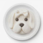 Maltese hond 3D geïnspireerd Papieren Bordje (Voorkant)