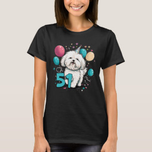 Maltese Hond 51e Verjaardag Thema Feest 51 Jaar Ou T-shirt