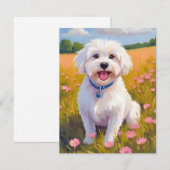 Maltese Hond Bloem Veld Schilderij Bedankkaart (Voorkant / Achterkant)