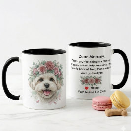 Maltese Hond Bloemen Kroon Aquarel Kunst Koffiemok Mok