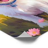 Maltese Hond Bloemenveld Schilderij Poster (Hoek)
