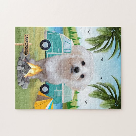 Maltese Hond Camping Legpuzzel (Horizontaal)