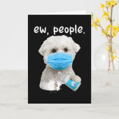 Maltese hond Ew mensen die een gezichtsmasker drag Kaart (Gele Bloem)