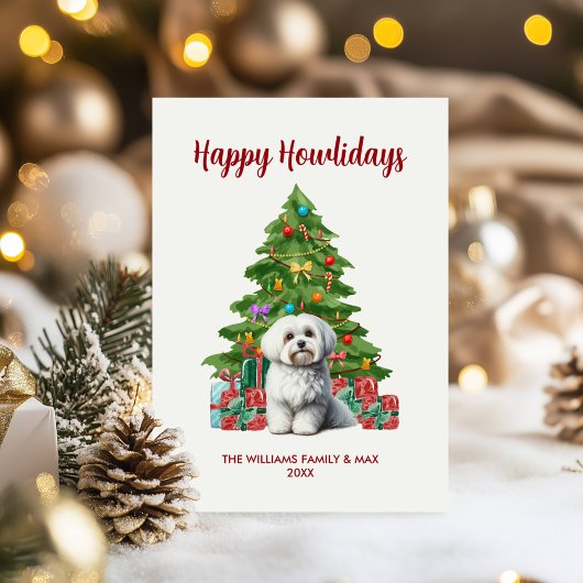 Maltese hond familie Kerstmis Feestdagenkaart