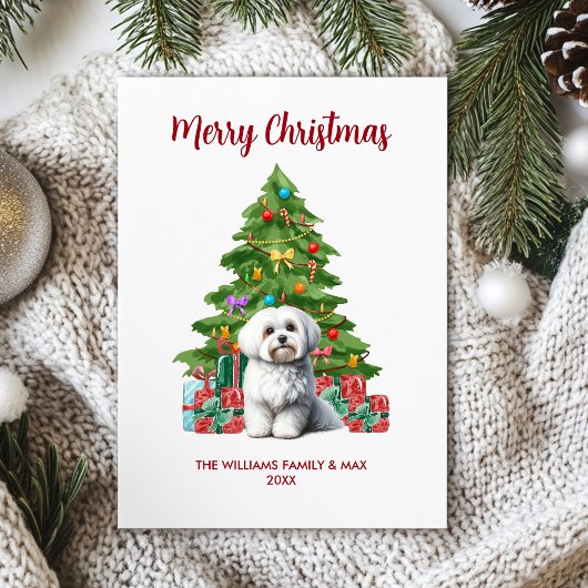 Maltese hond familie Kerstmis Feestdagenkaart