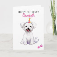 Maltese hond gepersonaliseerde gelukkige verjaarda