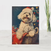 Maltese hond  gepersonaliseerde kerst feestdagen kaart (Voorkant)