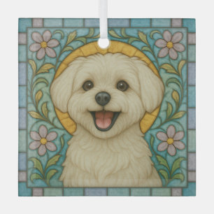 Maltese hond "Glas in lood" Glas Ornament
