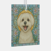 Maltese hond "Glas in lood" Glas Ornament (Voorkant Rechts)