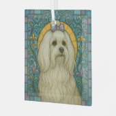 Maltese hond "Glas in lood" Glas Ornament (Voorkant links)