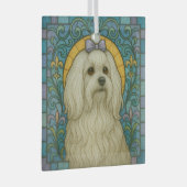 Maltese hond "Glas in lood" Glas Ornament (Voorkant Rechts)
