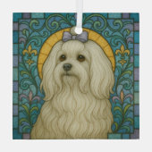 Maltese hond "Glas in lood" Glas Ornament (Achterkant)