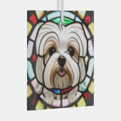 Maltese hond "Glas in lood" Glas Ornament (Voorkant Rechts)