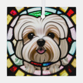 Maltese hond "Glas in lood" Glas Ornament (Achterkant)