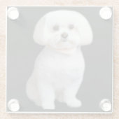 Maltese hond glazen onderzetter (Achterkant)