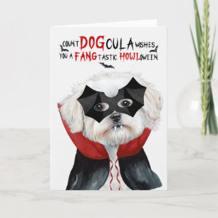 Maltese Hond Grappig Count DOGcula Halloween Feestdagen Kaart