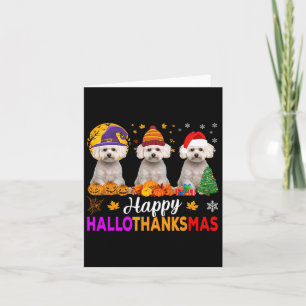 Maltese hond Halloween Kerstmis Hallothanksmas 1 Kaart