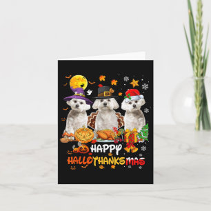 Maltese hond Happy Halloween Thanksgiving Merry Ch Kaart