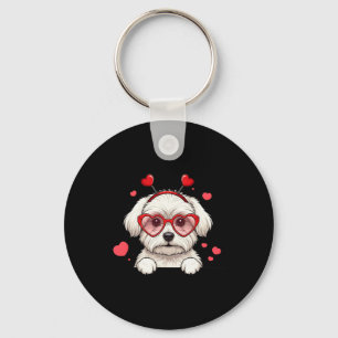 Maltese Hond Hart Hoofd Valentijn Maltese Dames Sleutelhanger