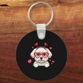 Maltese Hond Hart Hoofd Valentijn Maltese Dames Sleutelhanger (Voorkant)
