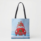 Maltese hond in auto met kerstman tote bag (Voorkant)