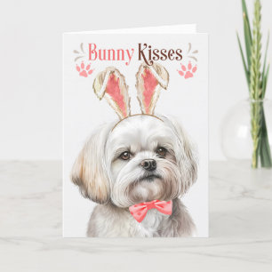 Maltese hond in Bunny Ears voor Pasen Feestdagen Kaart